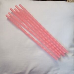 $4 Add-on New Pink Flexible Party Straws - Set Of 6